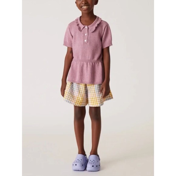 Unbranded Other - The Sunday Collective Knit Top Girls Lavender Purple Organic Cotton Peplum NWT